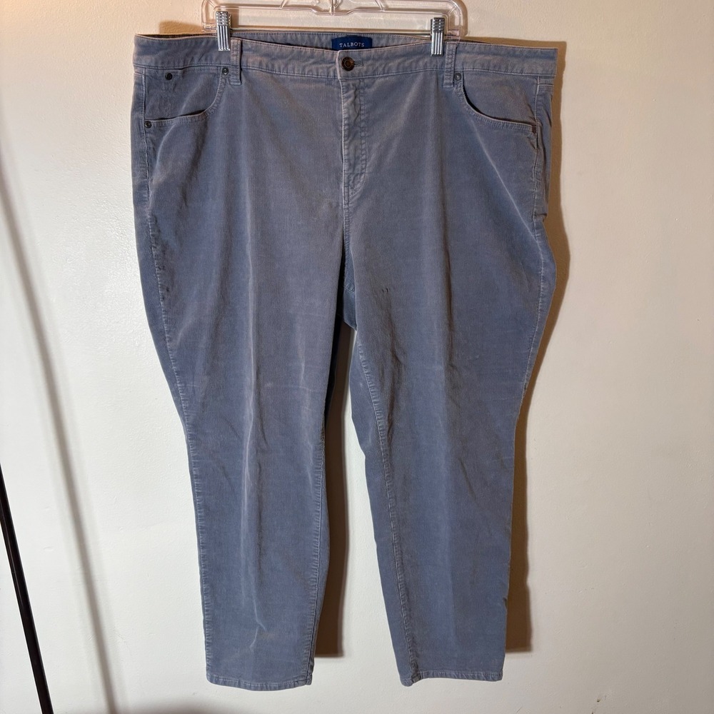 Talbots Slim Ankle Corduroy Pants Women 24W Grey